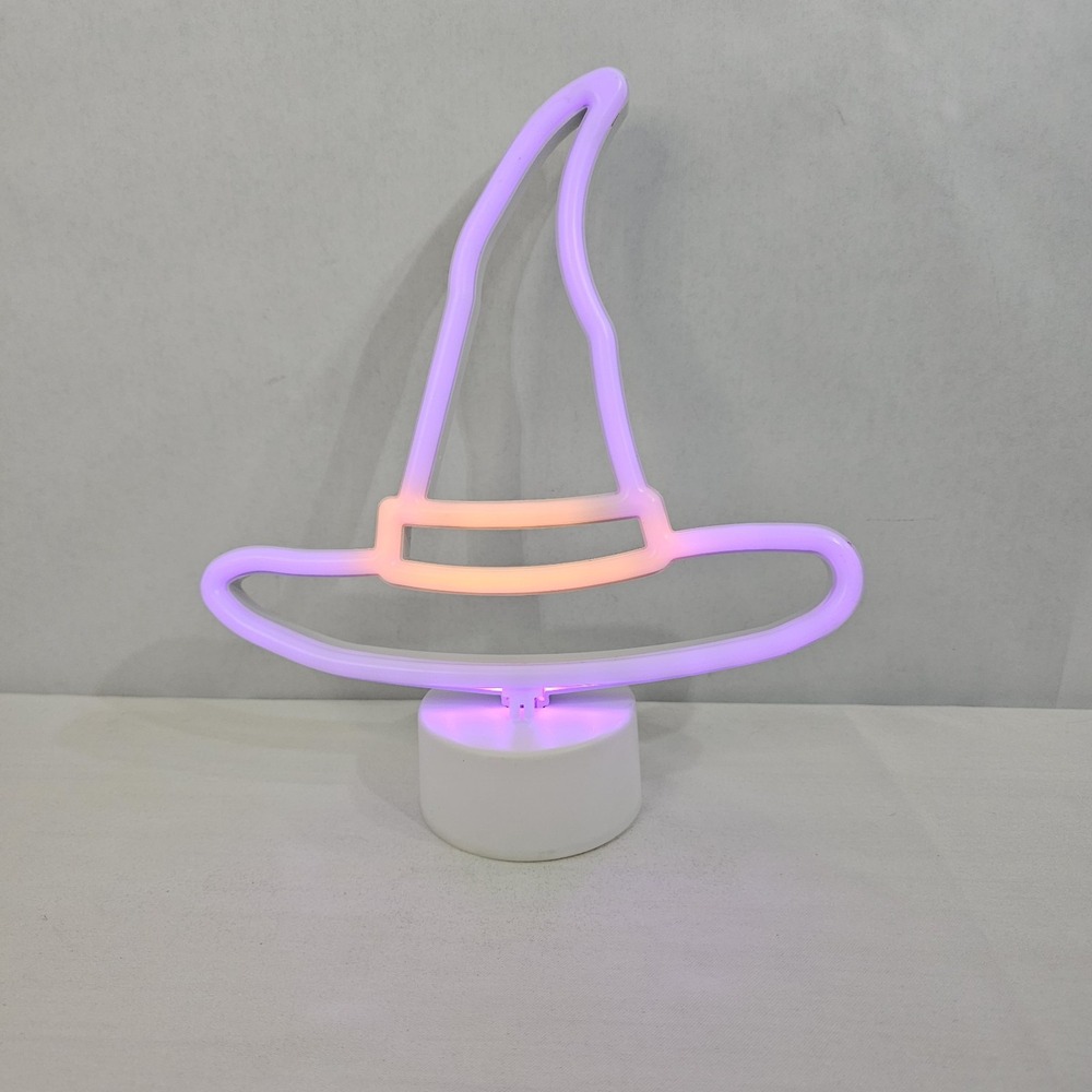 Halloween LED Light Witches Hat Night Light Decor Battery Operated Orange/Purp